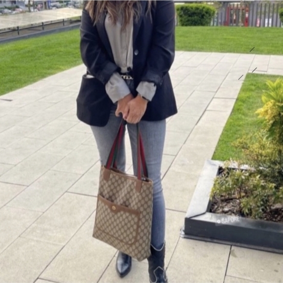 Authentic Vintage Gucci GG Monogram Supreme Sherry Web Ophidia Shopper Shoulder - Picture 2 of 11